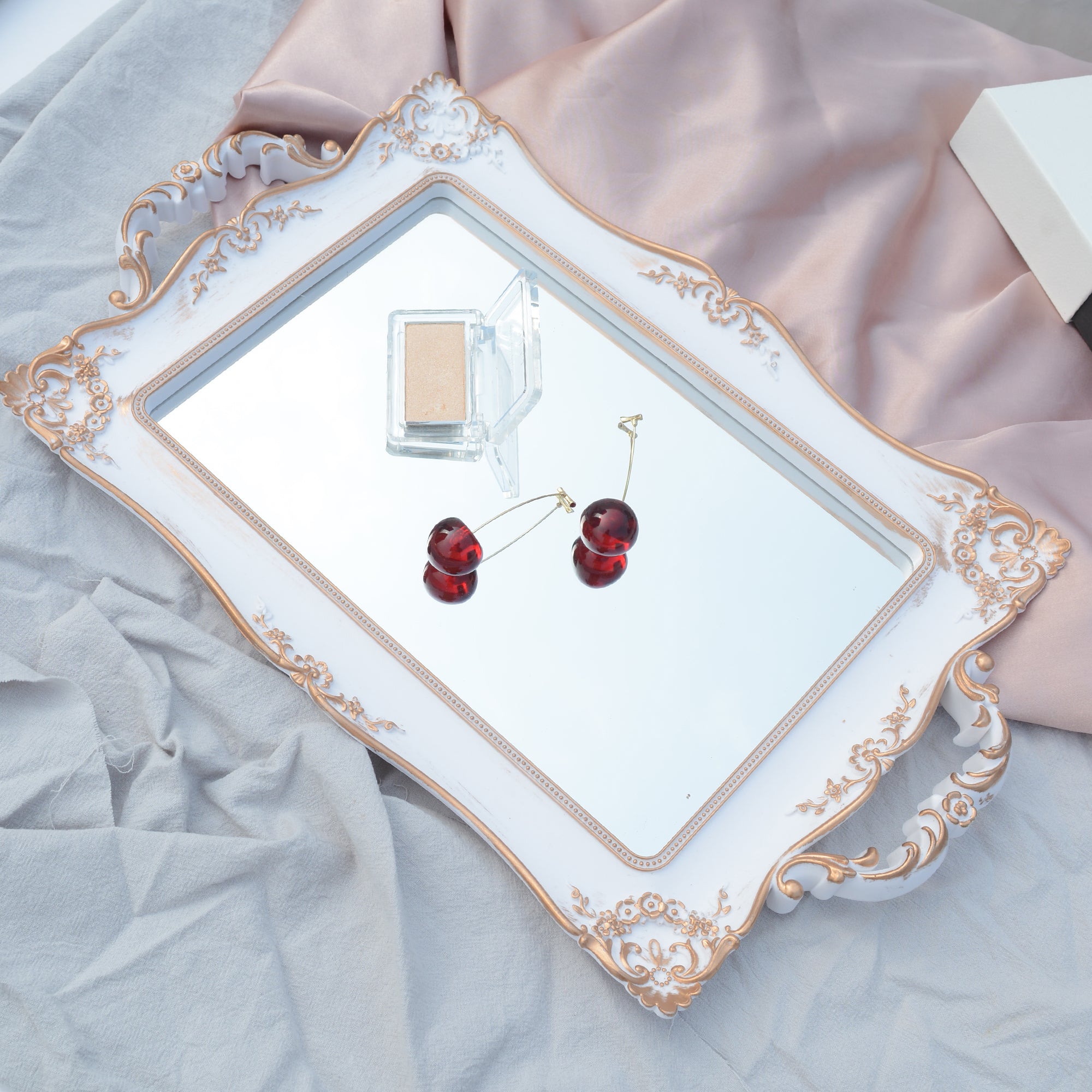 Mirrored Vanity Tray — glass trays decor, view 1