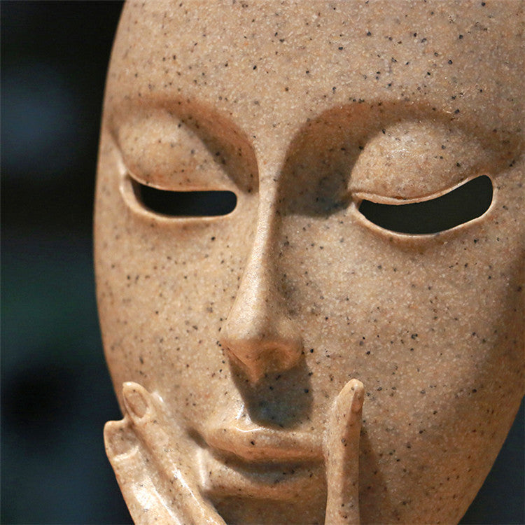 Stone-Look Face Figures — cast resin sculpture decor, view 6