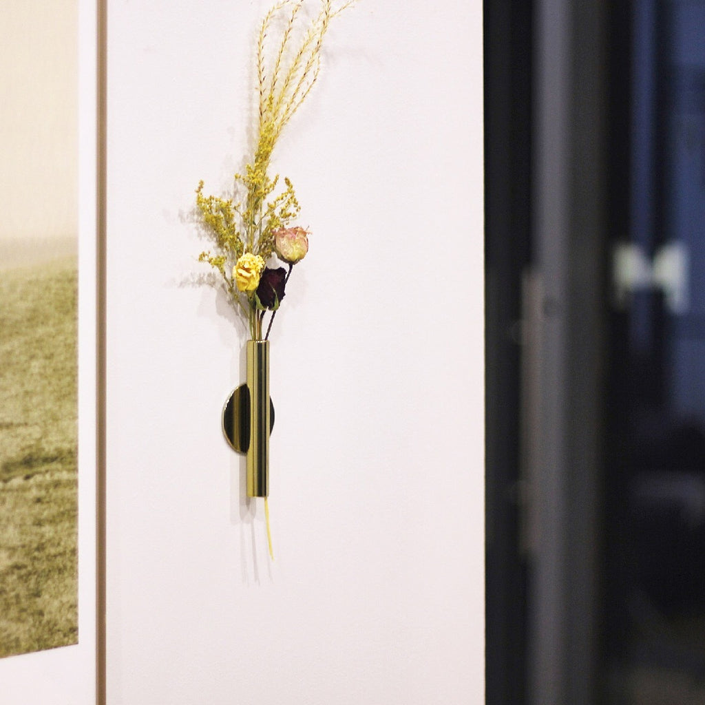 Brass Wall Bud Vase — wall decor, view 1