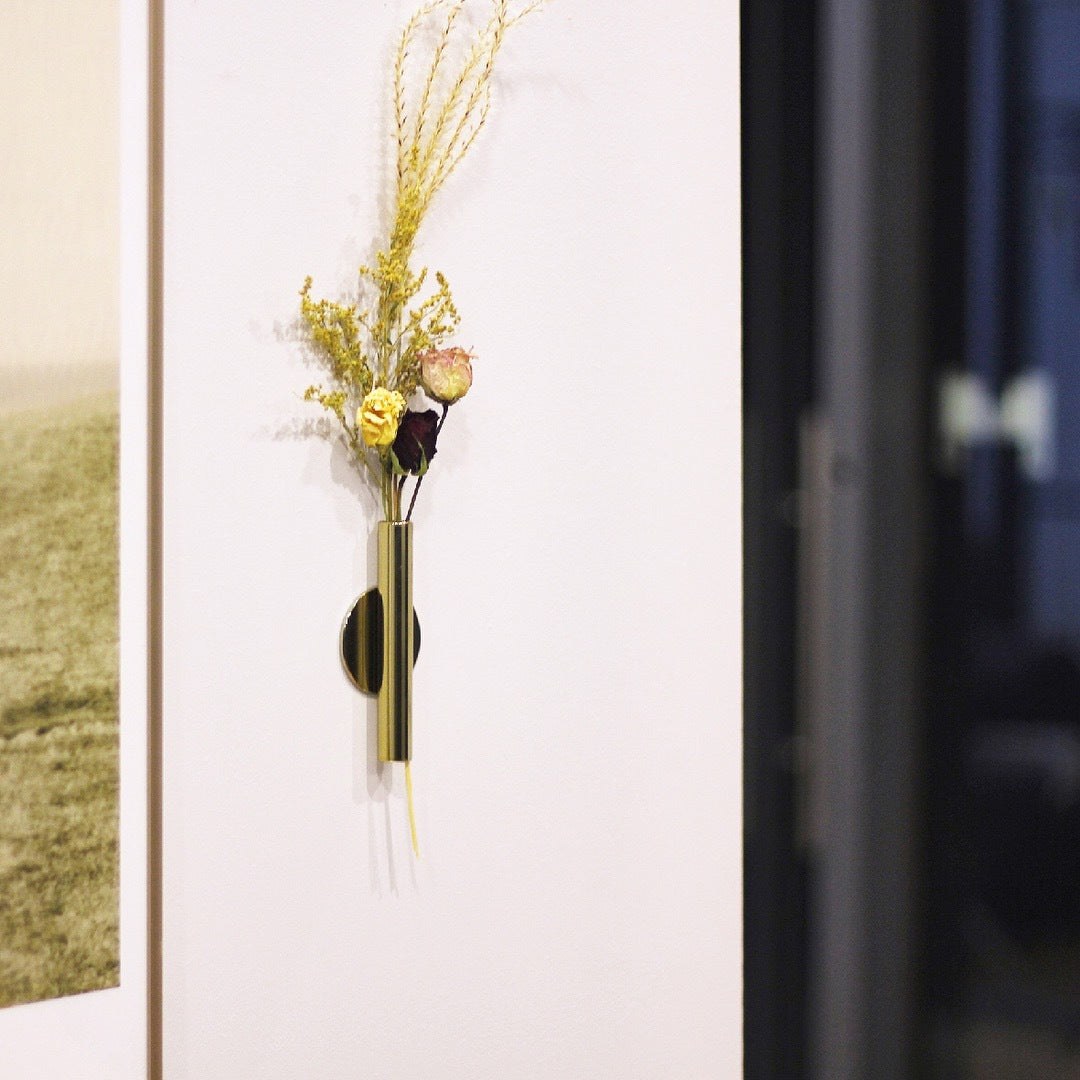 Brass Wall Bud Vase — wall decor, view 1