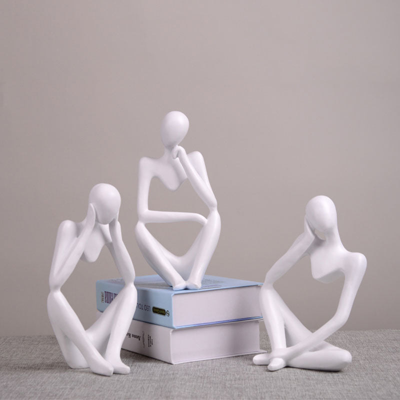 Black Thinker Trio — cast resin sculpture decor, view 10