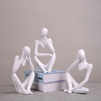 Black Thinker Trio — cast resin sculpture decor, view 10
