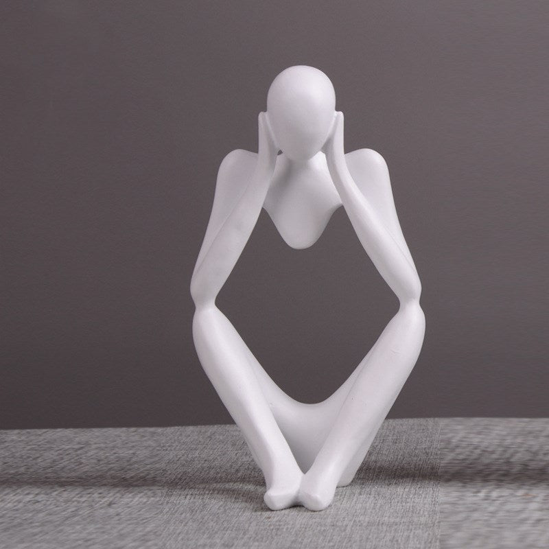 Black Thinker Trio — cast resin sculpture decor, view 12