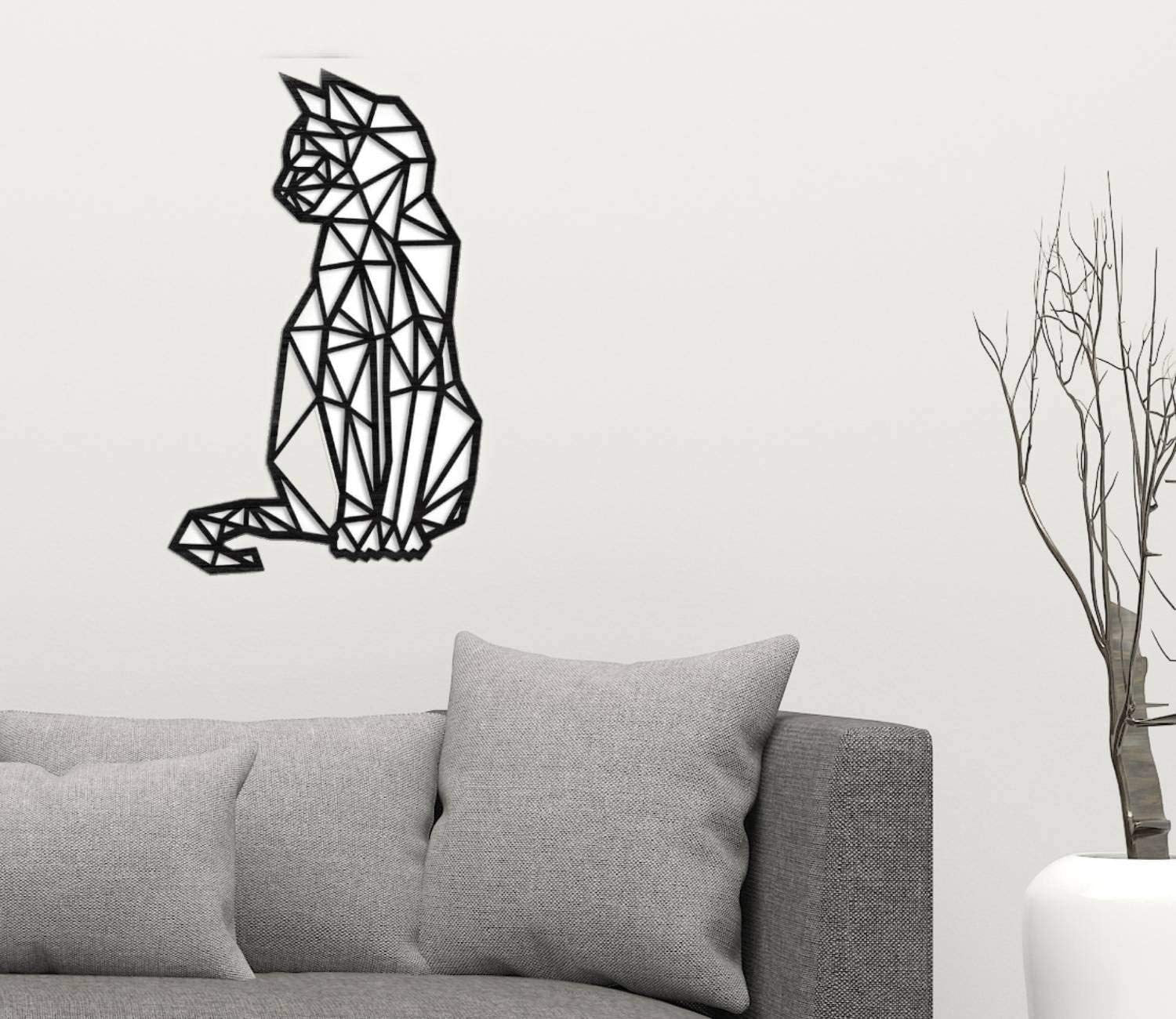 Wire Cat Wall Sculpture — wall decor, view 4
