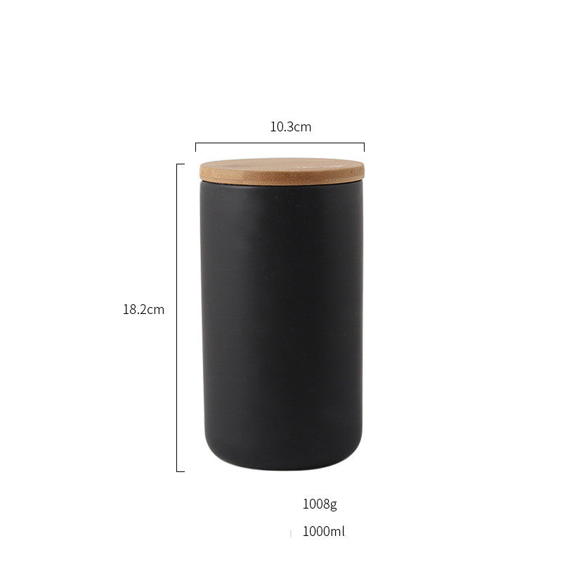 Ceramic Storage Jar with Wooden Lid — glazed ceramic desk decor, view 11
