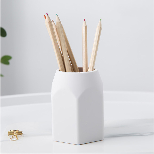 Concrete-Look Pen Pot — cast cement desk decor, view 6