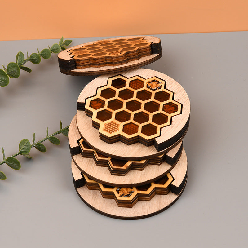 Honeycomb Wooden Trivet — kitchen decor, view 1