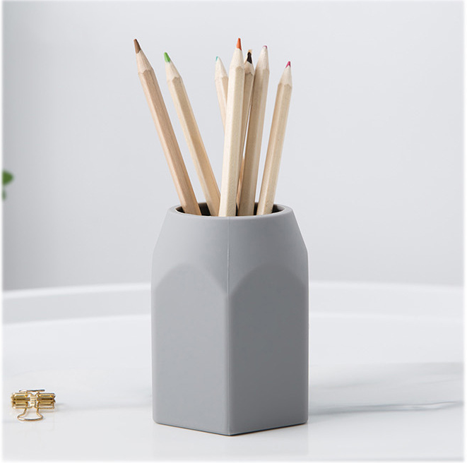 Concrete-Look Pen Pot — cast cement desk decor, view 7