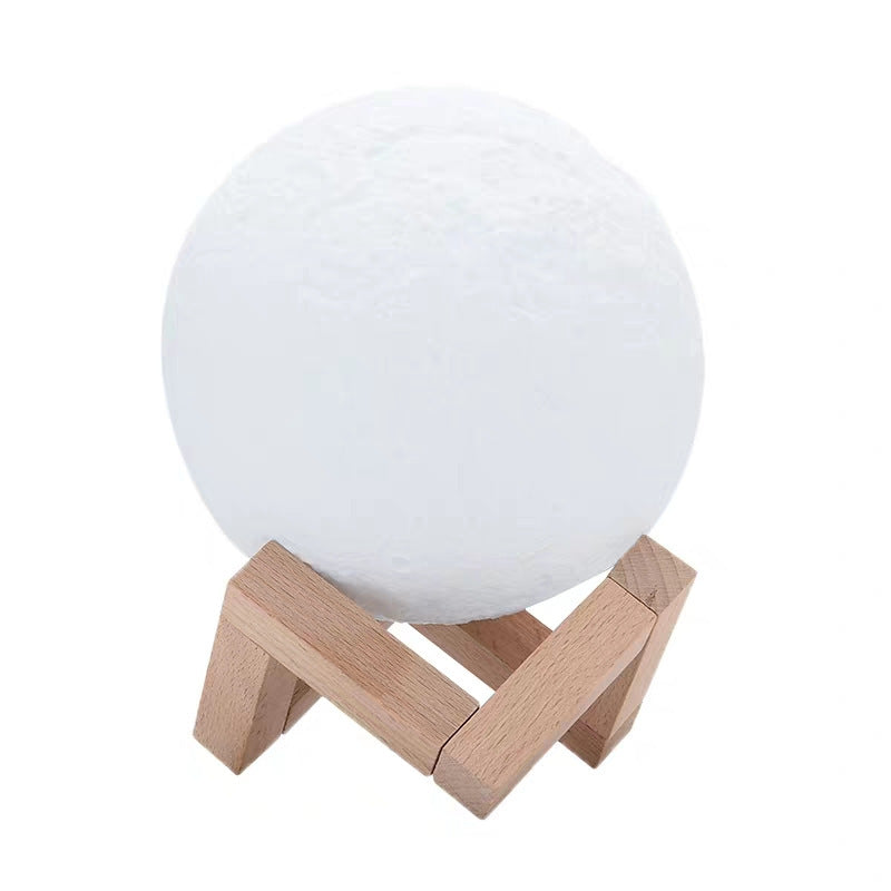 Moon Lamp on Oak Stand — soft-touch polyethylene lighting decor, view 2
