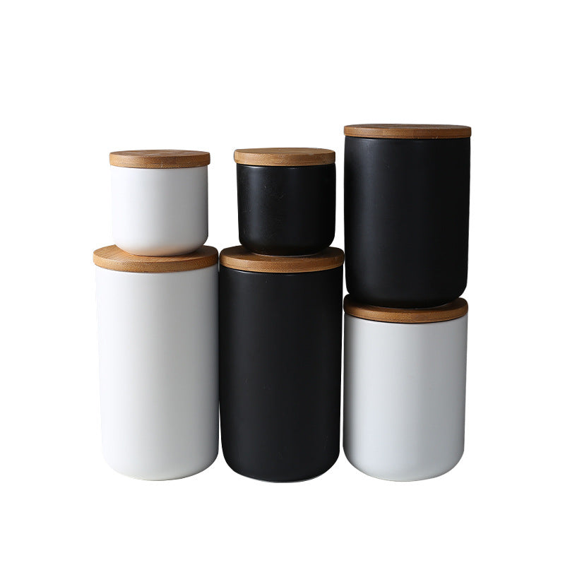 Ceramic Storage Jar with Wooden Lid — glazed ceramic desk decor, view 10