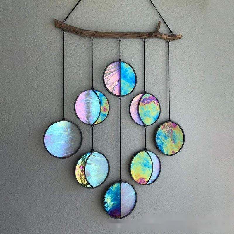 Moon Phase Wall Hanging — solid wood wall decor, view 4