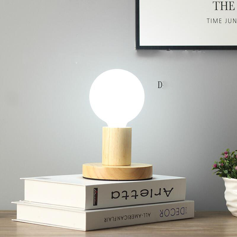 Bulb and Oak Bedside Lamp