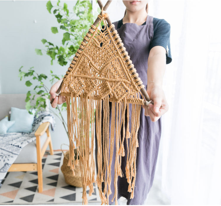 Macrame Wall Hanging — woven cotton wall decor, view 6