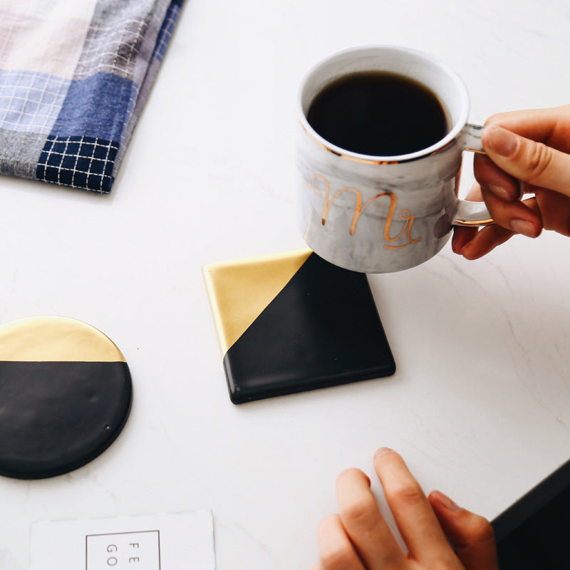 Black and Gold Coasters — kitchen decor, view 1
