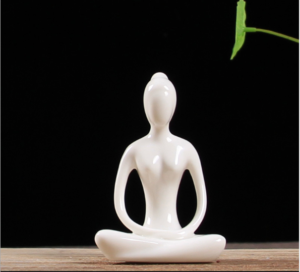 Seated Figure Set — glazed ceramic sculpture decor, view 5