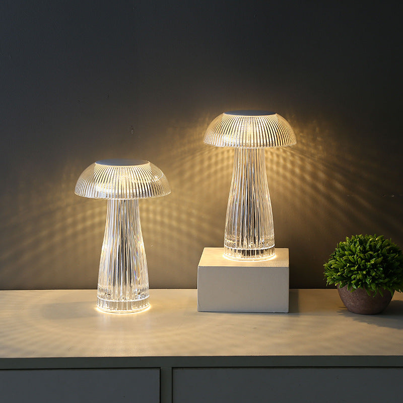 Crystal Jellyfish Table Lamp — cut crystal glass lighting decor, view 7
