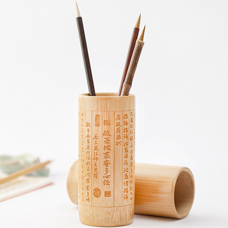 Bamboo Pen Holder — solid wood desk decor, view 6