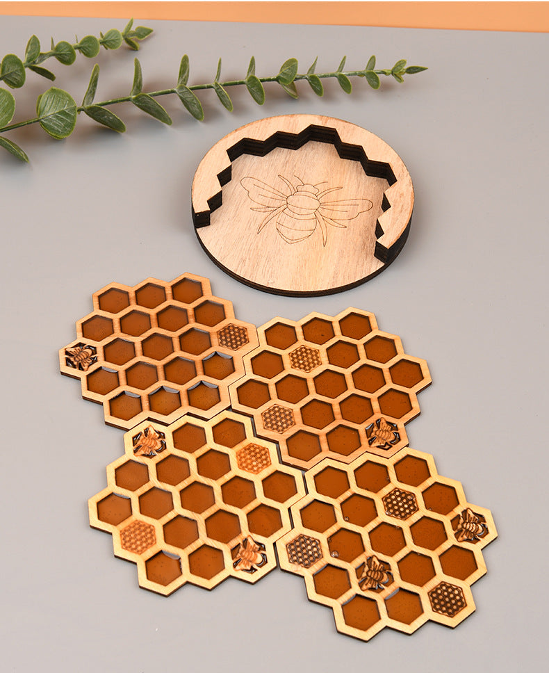 Honeycomb Wooden Trivet — kitchen decor, view 6