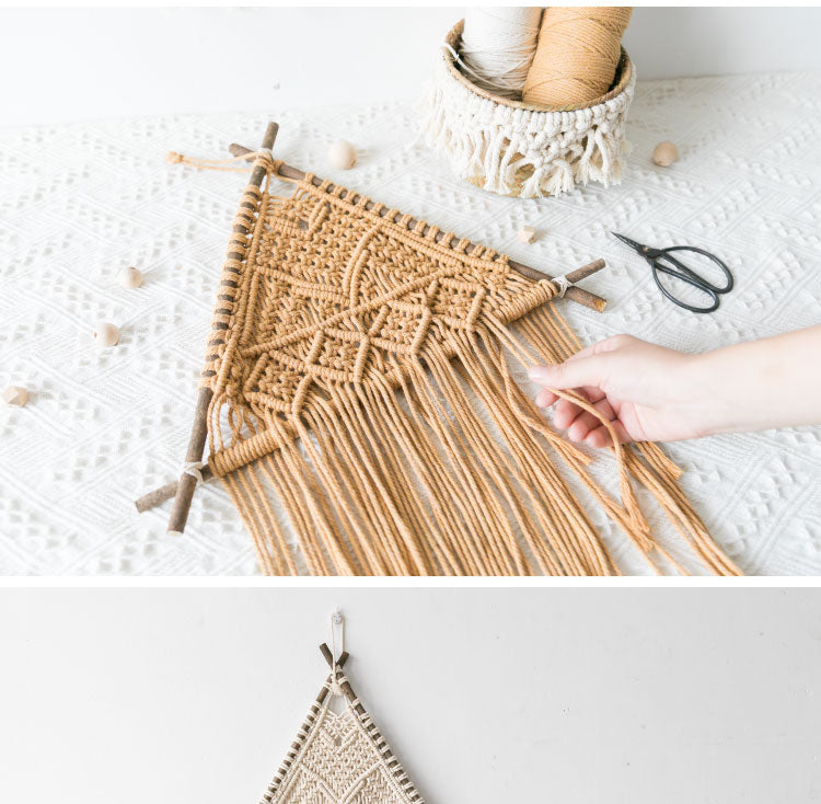 Macrame Wall Hanging — woven cotton wall decor, view 5