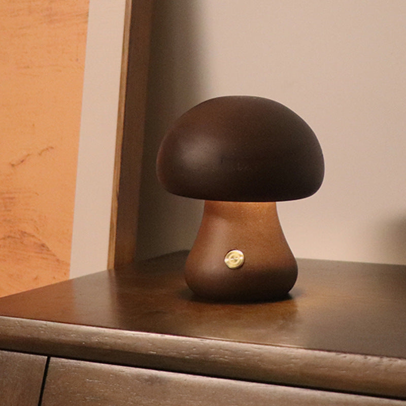 Wooden Mushroom Touch Lamp — solid wood lighting decor, view 7