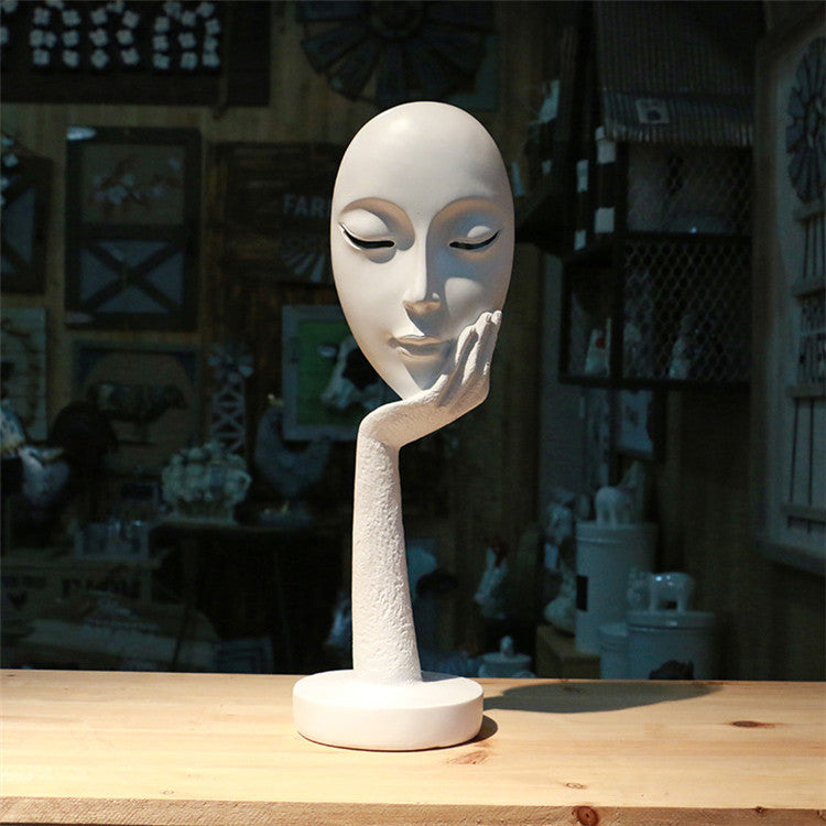Stone-Look Face Figures — cast resin sculpture decor, view 4