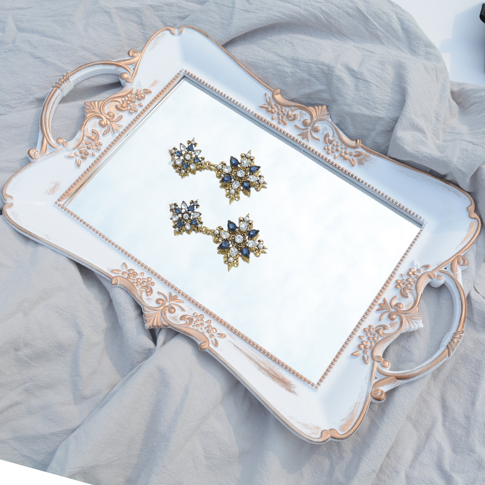 Mirrored Vanity Tray — glass trays decor, view 4