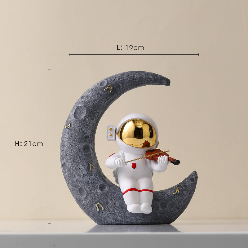 Astronaut Resin Figurine — cast resin sculpture decor, view 6
