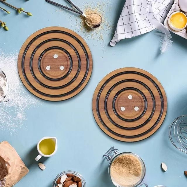 Round Acacia Trivet — kitchen decor, view 7