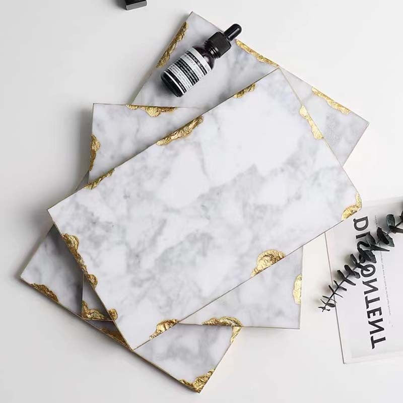 Gilt-Rim Marble Vanity Tray — marble trays decor, view 8