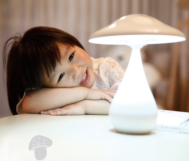 White Mushroom Table Lamp — moulded plastic lighting decor, view 4