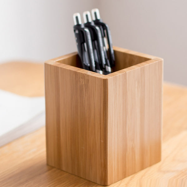 Bamboo Pen Holder — solid wood desk decor, view 1