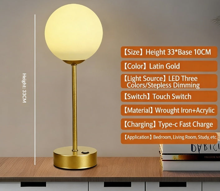 Opal Globe Cordless Lamp, table lamp, view 3