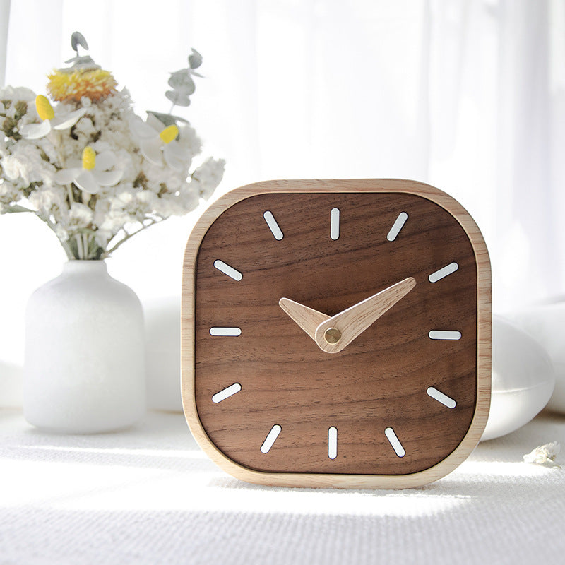 Walnut Square Clock — desk decor, view 4