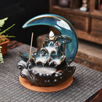 Moon Waterfall Incense Burner — glazed ceramic incense decor, view 4