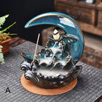 Moon Waterfall Incense Burner — glazed ceramic incense decor, view 3