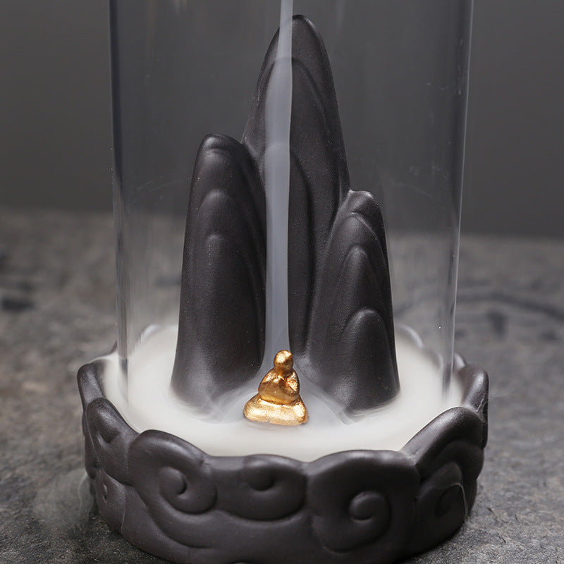 Cloud Windshield Backflow Burner — glazed ceramic incense decor, view 4