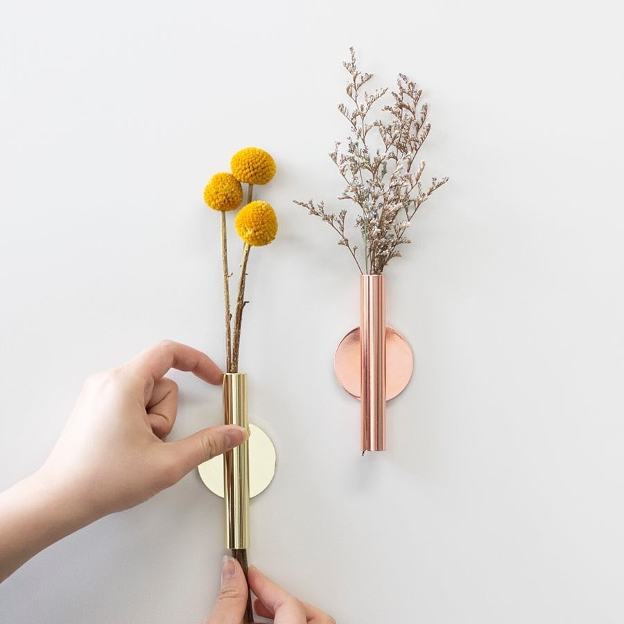 Brass Wall Bud Vase — wall decor, view 4