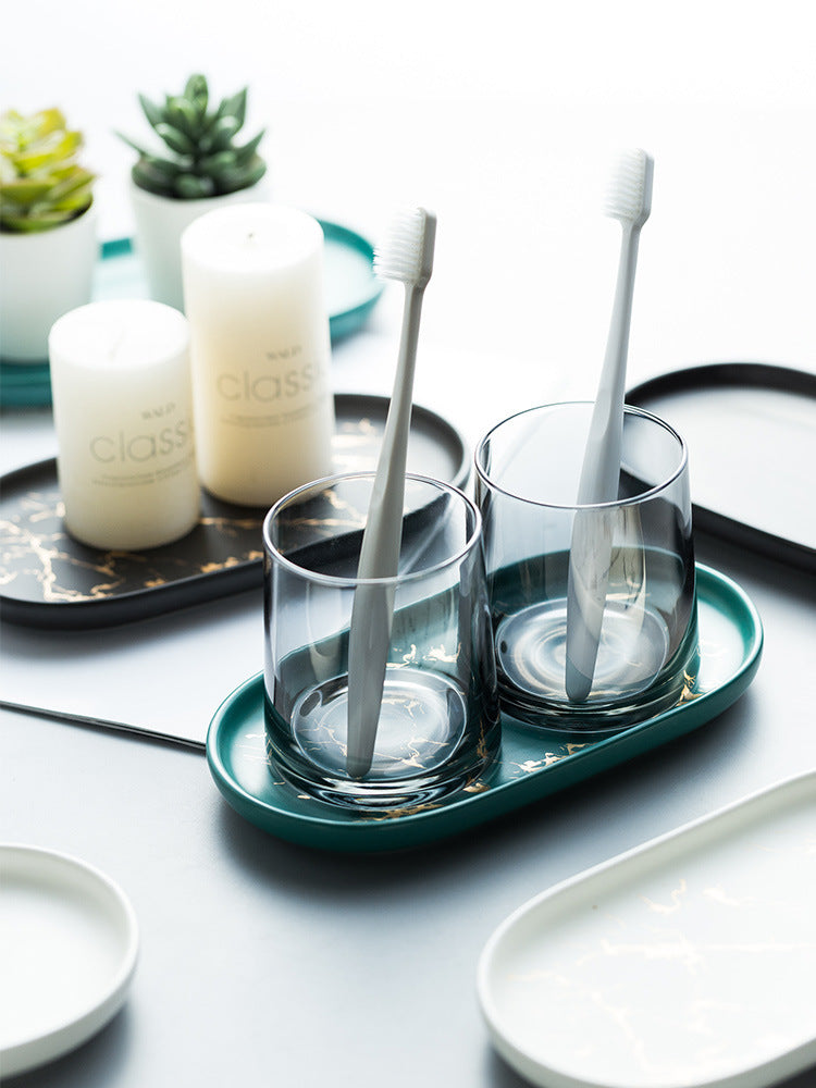 Oval Marble Bathroom Tray — marble trays decor, view 7
