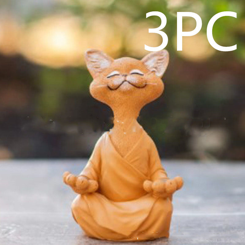Meditating Cat Figurine — glazed ceramic sculpture decor, view 16
