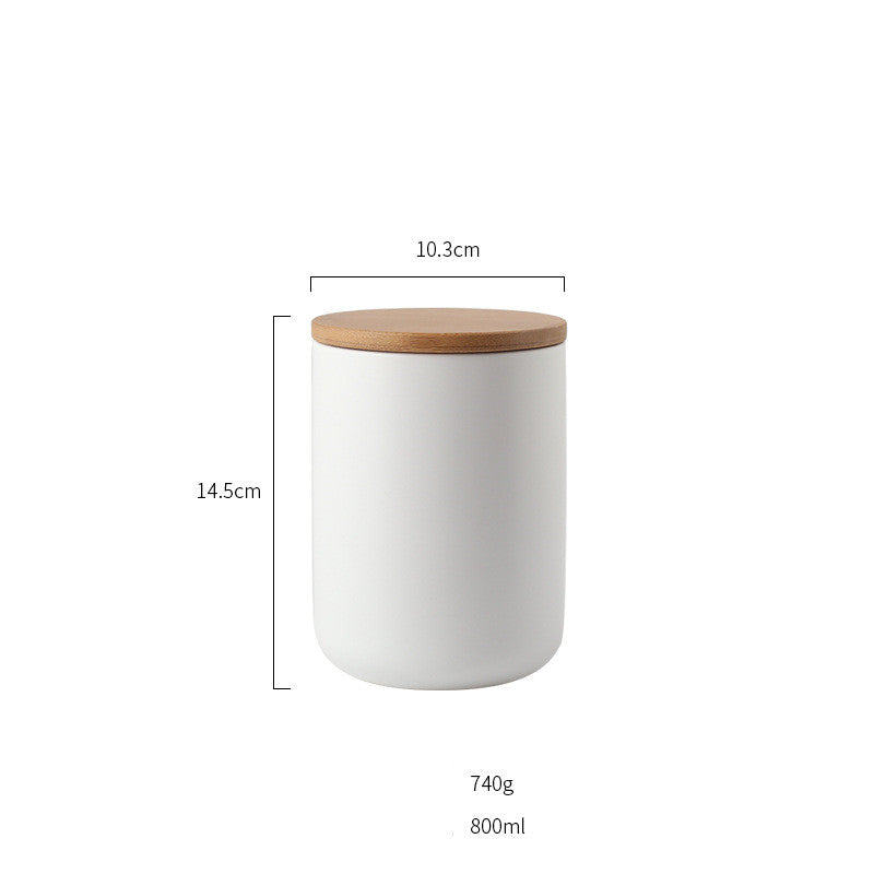 Ceramic Storage Jar with Wooden Lid — glazed ceramic desk decor, view 5