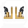 Brass Thinker Bookends — powder-coated metal desk decor, view 3