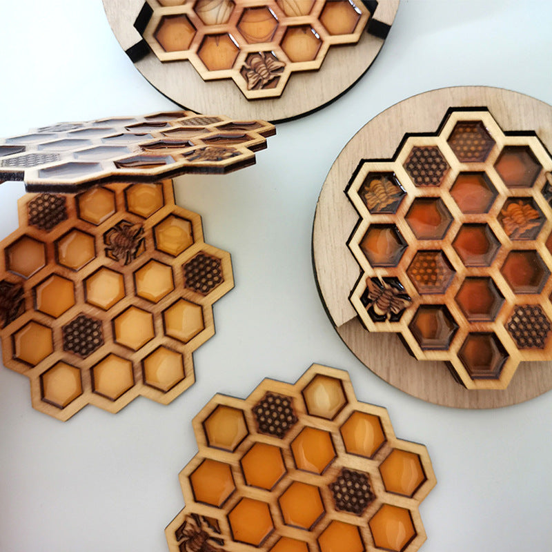 Honeycomb Wooden Trivet — kitchen decor, view 3