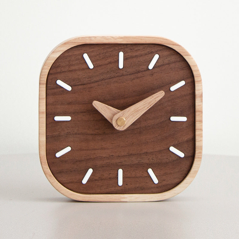 Walnut Square Clock — desk decor, view 3