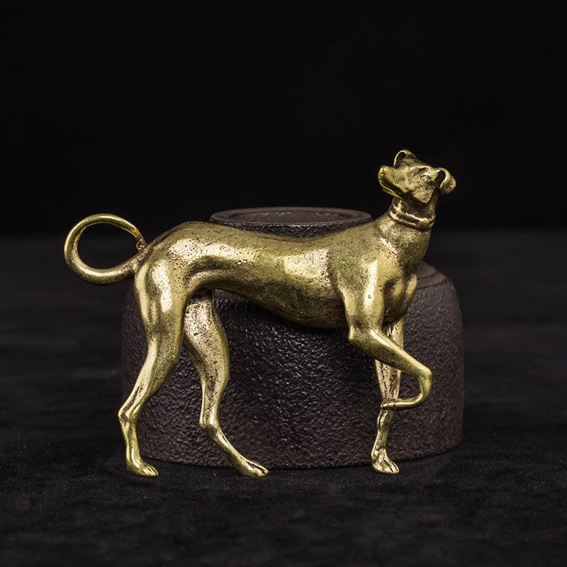 Solid Brass Hound Figure — trays decor, view 3