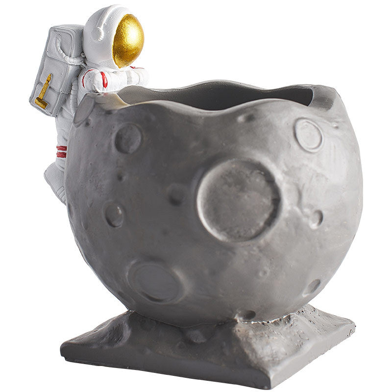 Astronaut Pen Holder — cast resin desk decor, view 4
