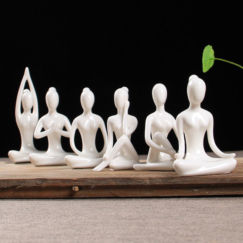 Seated Figure Set — glazed ceramic sculpture decor, view 1