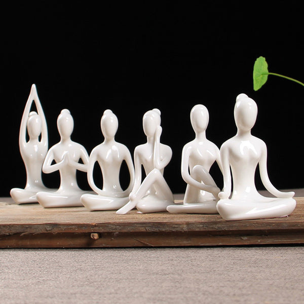 Seated Figure Set — glazed ceramic sculpture decor, view 1