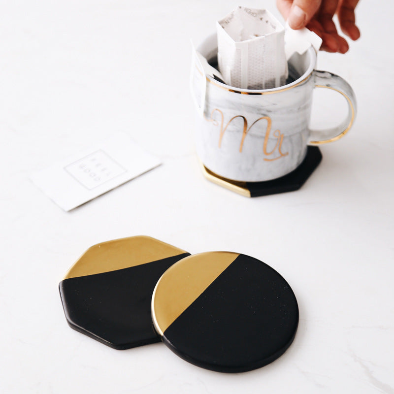 Black and Gold Coasters — kitchen decor, view 2
