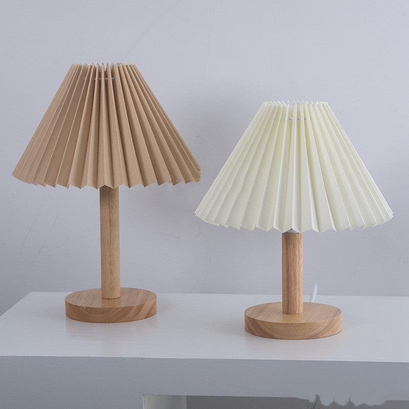 Pleated Shade Wood Lamp, lighting decor, view 4