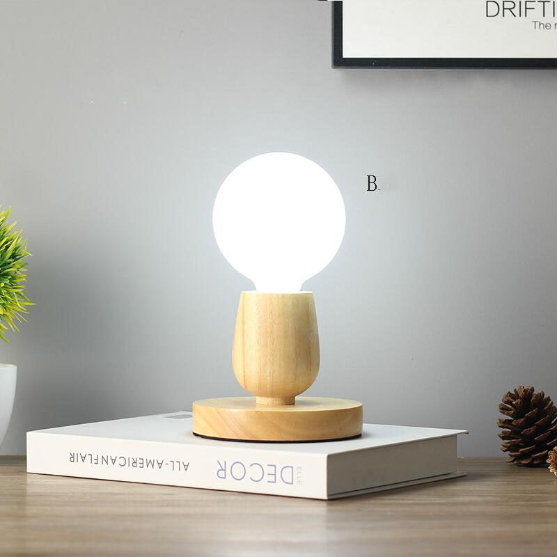 Bulb and Oak Bedside Lamp — lighting decor, view 7